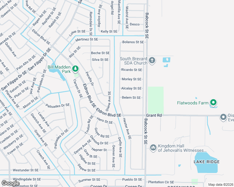 map of restaurants, bars, coffee shops, grocery stores, and more near 2690 Hester Avenue Southeast in Palm Bay