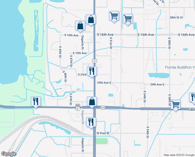 map of restaurants, bars, coffee shops, grocery stores, and more near 2310 South 50th Street in Tampa