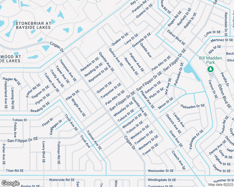 map of restaurants, bars, coffee shops, grocery stores, and more near 959 Palo Alto Street Southeast in Palm Bay