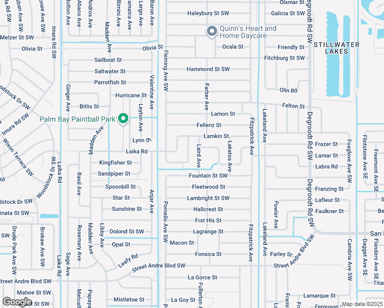 map of restaurants, bars, coffee shops, grocery stores, and more near 2818 Laird Avenue in Palm Bay