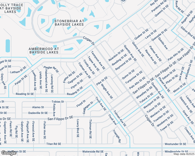 map of restaurants, bars, coffee shops, grocery stores, and more near 718 Reading Street Southeast in Palm Bay