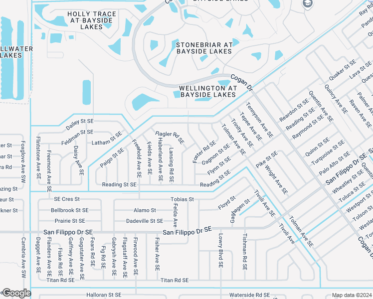 map of restaurants, bars, coffee shops, grocery stores, and more near 2601 Gainesville Rd SE in Palm Bay