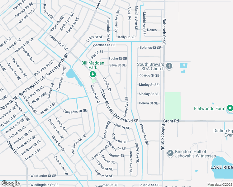 map of restaurants, bars, coffee shops, grocery stores, and more near 2678 Ramsdale Drive Southeast in Palm Bay