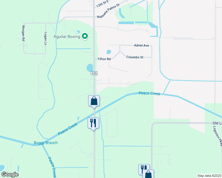 map of restaurants, bars, coffee shops, grocery stores, and more near 404 Fernandez Street in Winter Haven