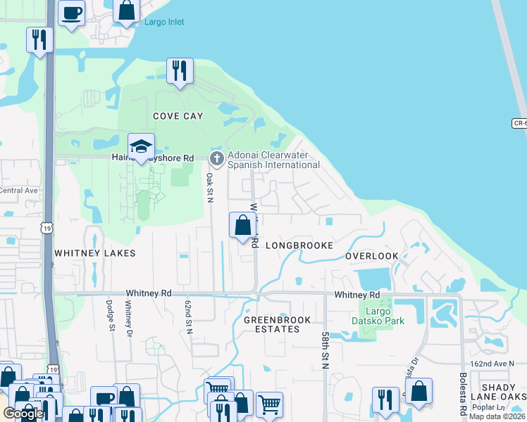 map of restaurants, bars, coffee shops, grocery stores, and more near 1871 Wolford Road in Clearwater