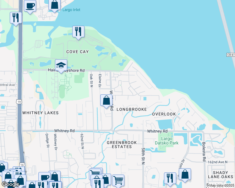 map of restaurants, bars, coffee shops, grocery stores, and more near 1871 Wolford Road in Clearwater