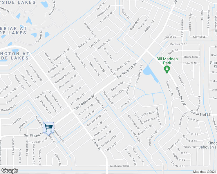 map of restaurants, bars, coffee shops, grocery stores, and more near 2240 San Filippo Drive Southeast in Palm Bay