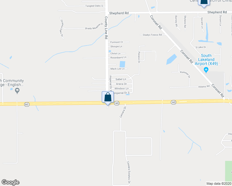 map of restaurants, bars, coffee shops, grocery stores, and more near 56 Imperial Drive South in Mulberry
