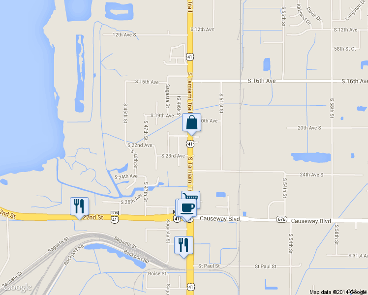 map of restaurants, bars, coffee shops, grocery stores, and more near 2119 South 50th Street in Tampa