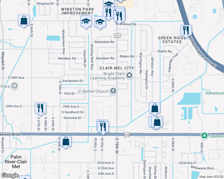 map of restaurants, bars, coffee shops, grocery stores, and more near 7702 Patrician Place in Tampa
