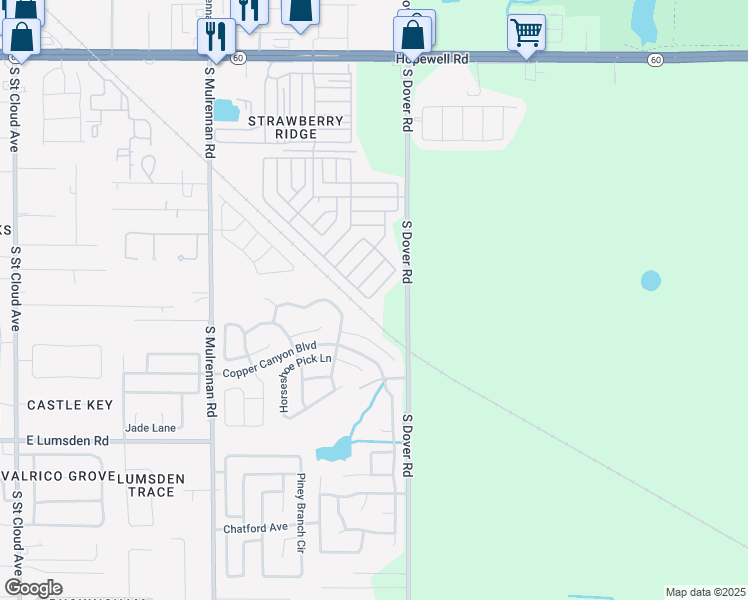map of restaurants, bars, coffee shops, grocery stores, and more near 3503 Meteor Place in Valrico