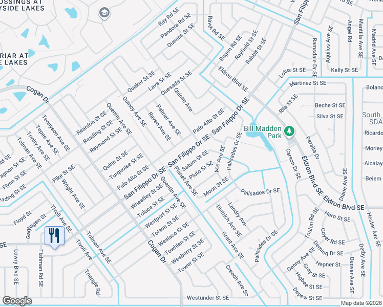 map of restaurants, bars, coffee shops, grocery stores, and more near 2240 San Filippo Drive Southeast in Palm Bay