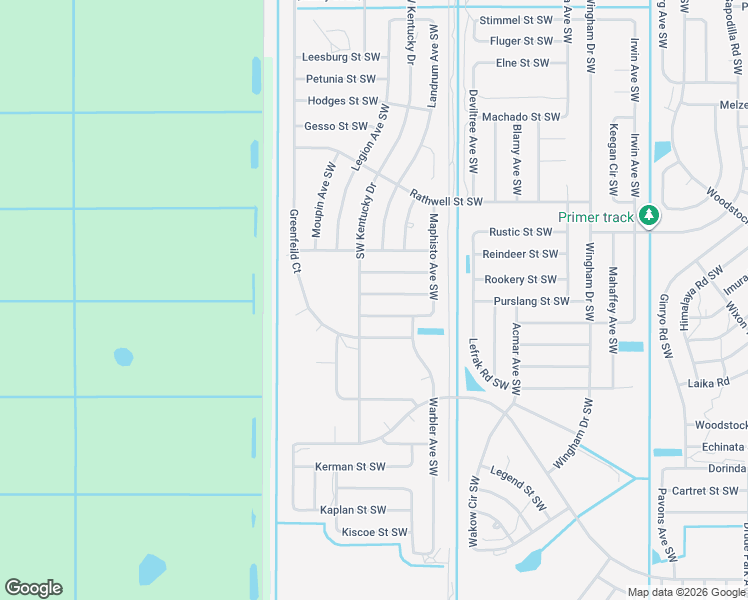 map of restaurants, bars, coffee shops, grocery stores, and more near 1490 Rosenfield Street Southwest in Palm Bay