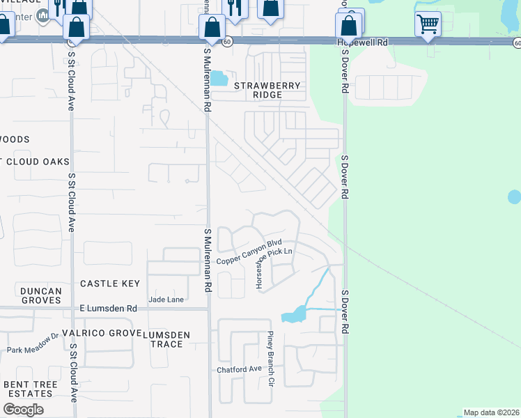 map of restaurants, bars, coffee shops, grocery stores, and more near 805 Rocky Mountain Court in Valrico