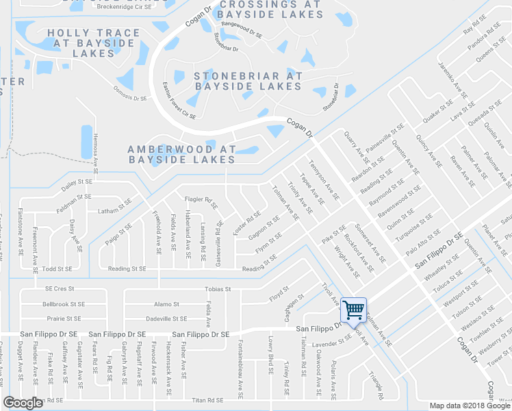map of restaurants, bars, coffee shops, grocery stores, and more near 2683 Dennis Avenue Southeast in Palm Bay