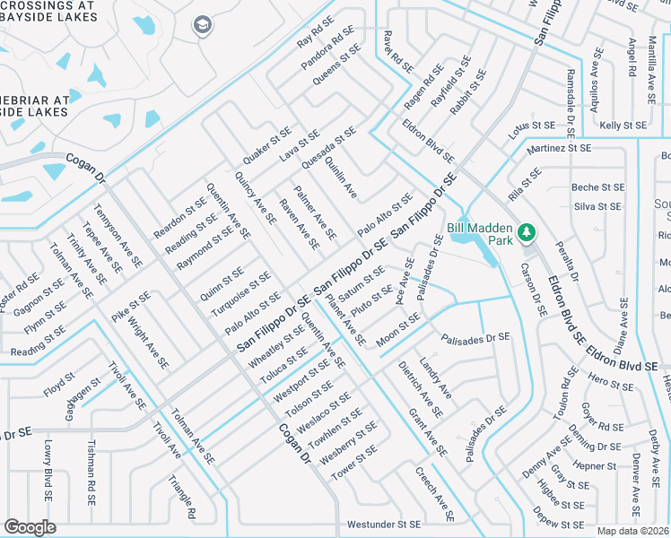 map of restaurants, bars, coffee shops, grocery stores, and more near 2240 San Filippo Drive Southeast in Palm Bay