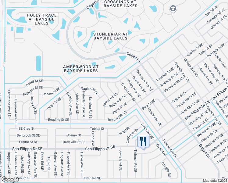 map of restaurants, bars, coffee shops, grocery stores, and more near 2683 Dennis Avenue Southeast in Palm Bay