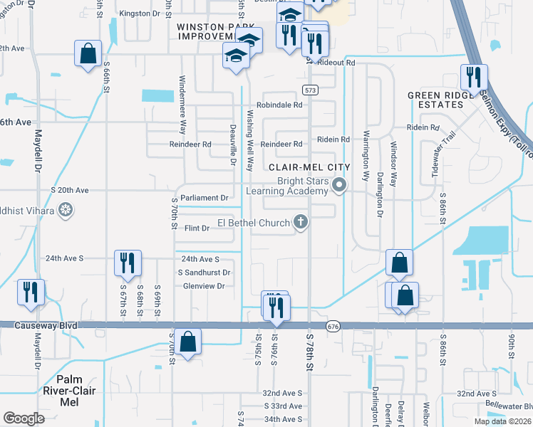 map of restaurants, bars, coffee shops, grocery stores, and more near 7410 Patrician Place in Tampa
