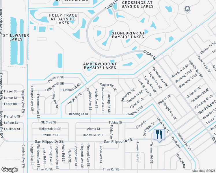 map of restaurants, bars, coffee shops, grocery stores, and more near 482 Flagler Road Southeast in Palm Bay