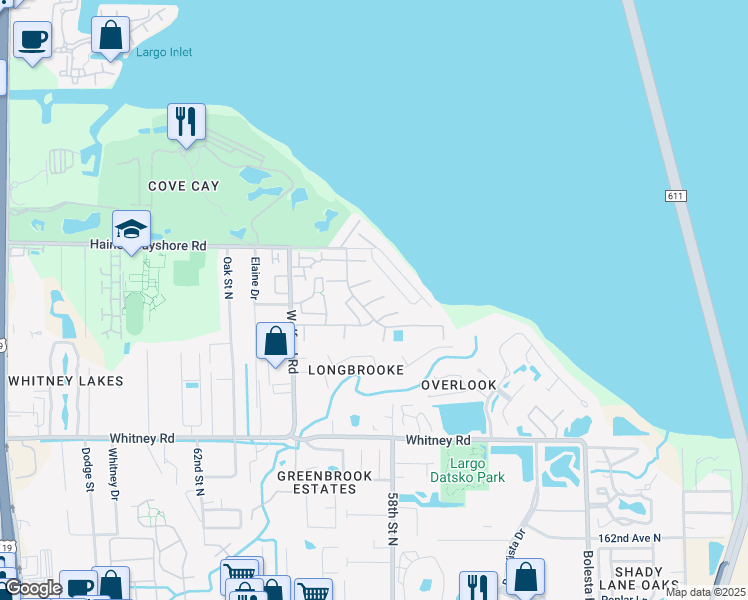 map of restaurants, bars, coffee shops, grocery stores, and more near 1848 Bough Avenue in Clearwater