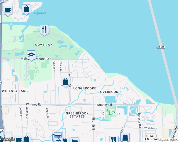 map of restaurants, bars, coffee shops, grocery stores, and more near 1848 Bough Avenue in Clearwater