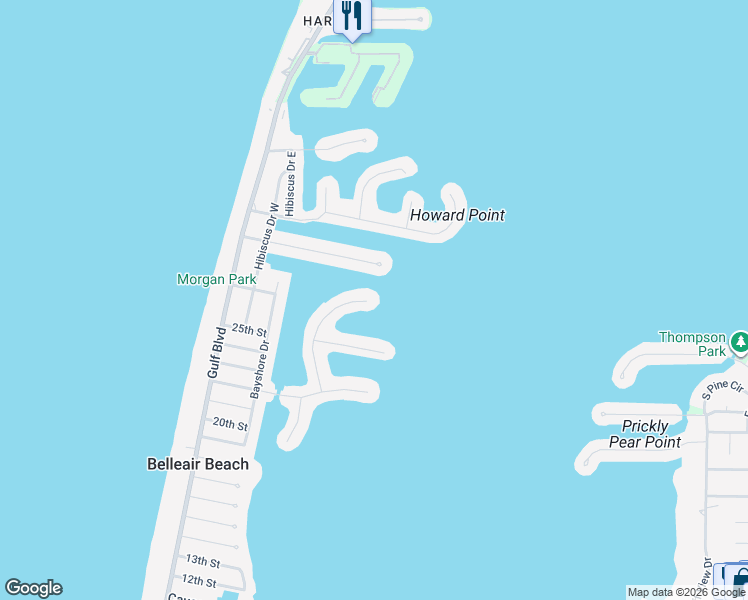 map of restaurants, bars, coffee shops, grocery stores, and more near 2250 Donato Drive in Belleair Beach