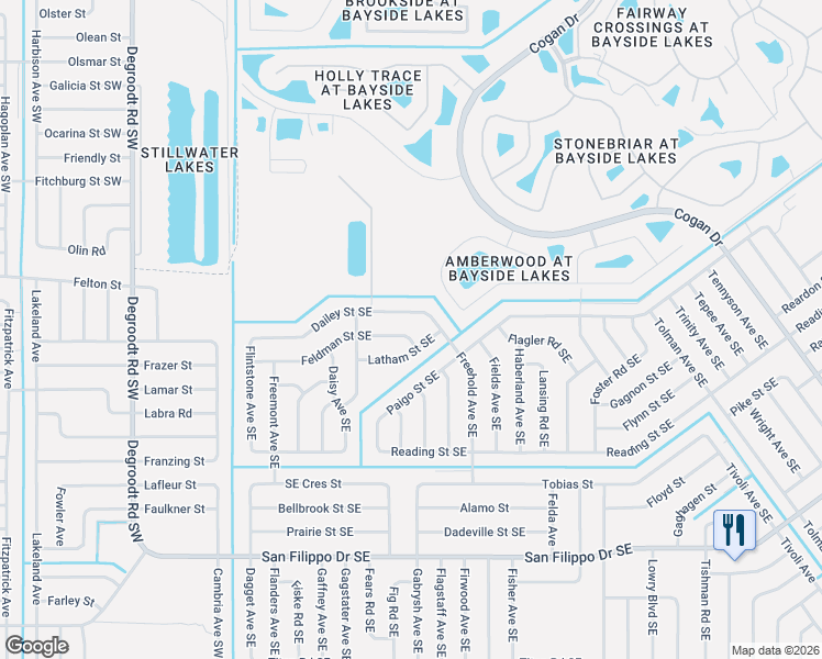 map of restaurants, bars, coffee shops, grocery stores, and more near 337 Dailey Street Southeast in Palm Bay