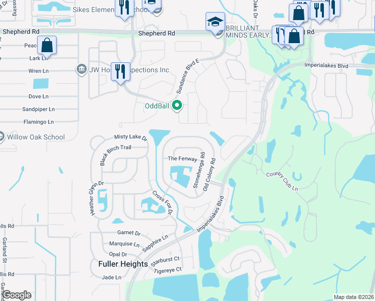 map of restaurants, bars, coffee shops, grocery stores, and more near 4192 Stone Henge Road in Mulberry