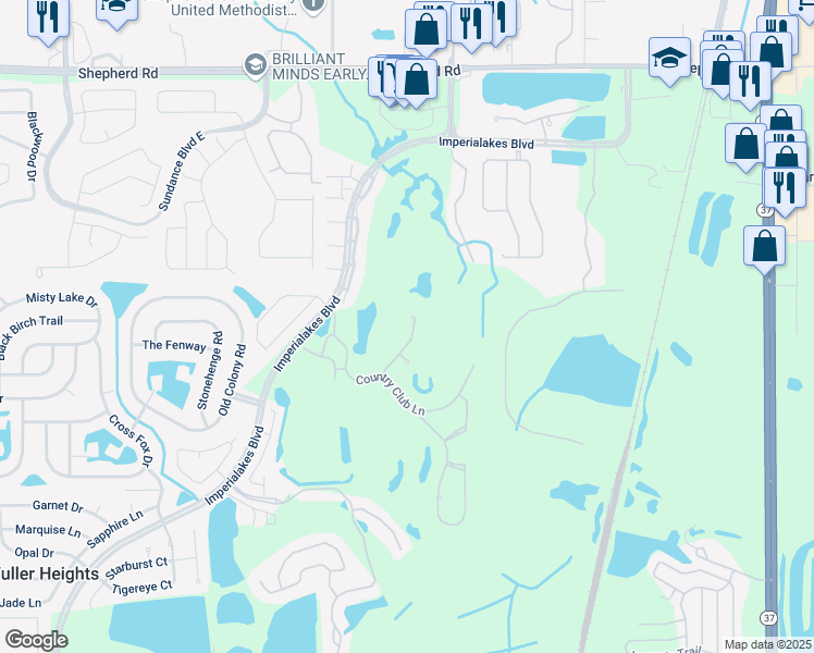 map of restaurants, bars, coffee shops, grocery stores, and more near 173 Woodcrest Lane in Mulberry
