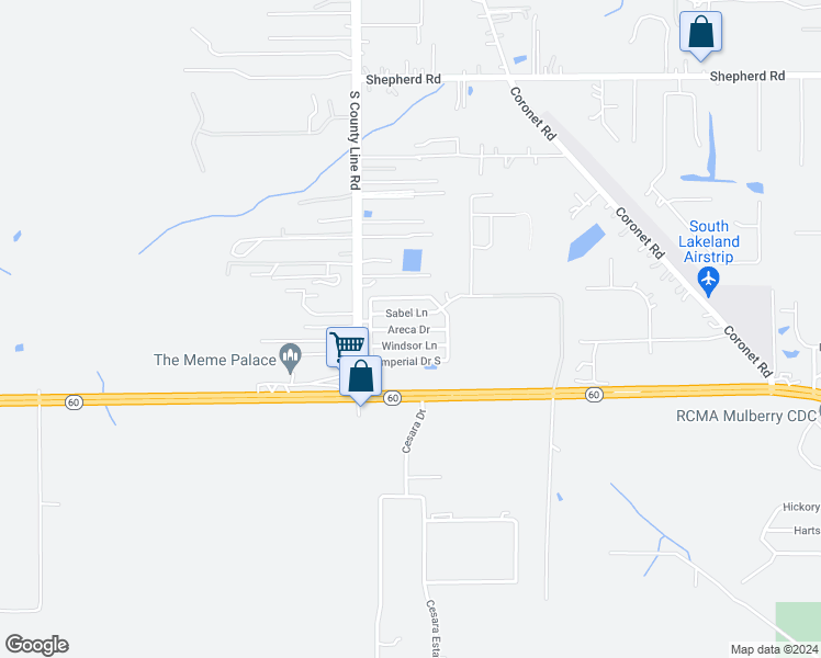 map of restaurants, bars, coffee shops, grocery stores, and more near 150 Sabel Lane in Mulberry
