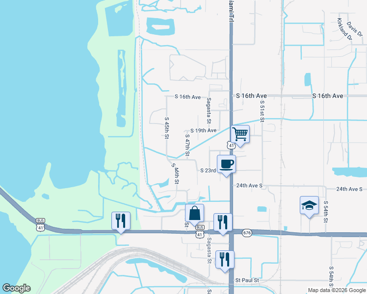 map of restaurants, bars, coffee shops, grocery stores, and more near 1910 South 47th Street in Tampa