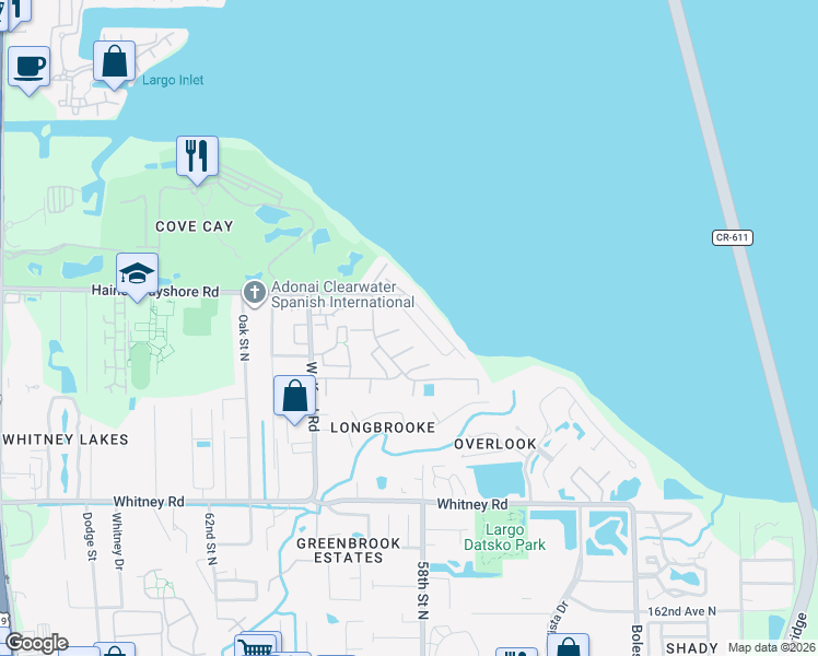 map of restaurants, bars, coffee shops, grocery stores, and more near 1797 Rainbow Boulevard in Clearwater
