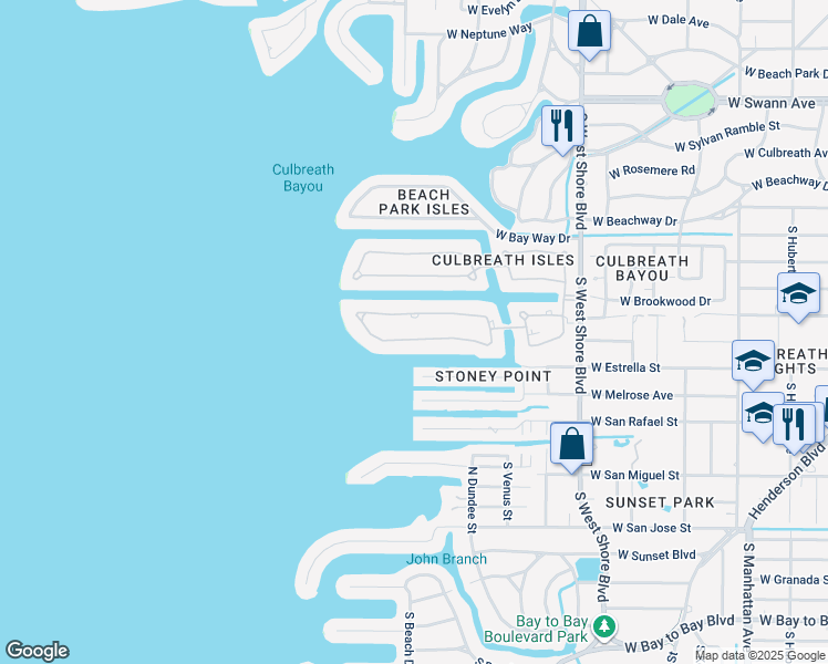 map of restaurants, bars, coffee shops, grocery stores, and more near 4924 Lyford Cay Road in Tampa
