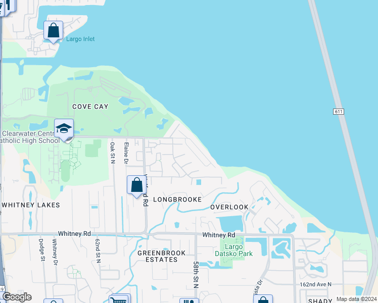 map of restaurants, bars, coffee shops, grocery stores, and more near 1789 Rainbow Boulevard in Clearwater