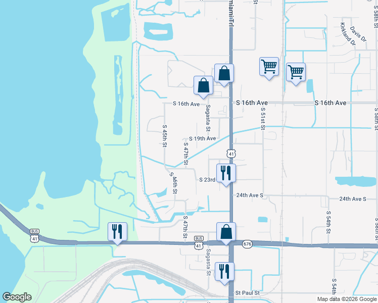 map of restaurants, bars, coffee shops, grocery stores, and more near 1910 South 47th Street in Tampa
