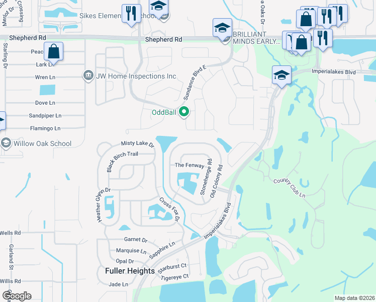 map of restaurants, bars, coffee shops, grocery stores, and more near 4192 Stone Henge Road in Mulberry