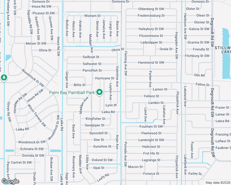 map of restaurants, bars, coffee shops, grocery stores, and more near 2722 Valentine Avenue in Palm Bay