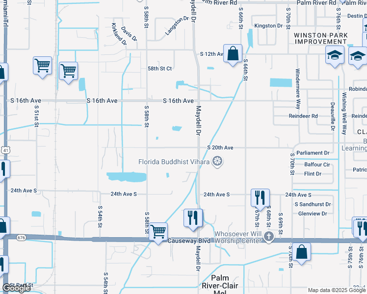 map of restaurants, bars, coffee shops, grocery stores, and more near 6104 South 20th Avenue in Tampa
