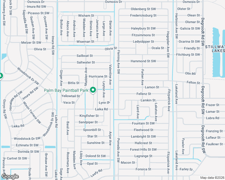 map of restaurants, bars, coffee shops, grocery stores, and more near 2722 Valentine Avenue in Palm Bay