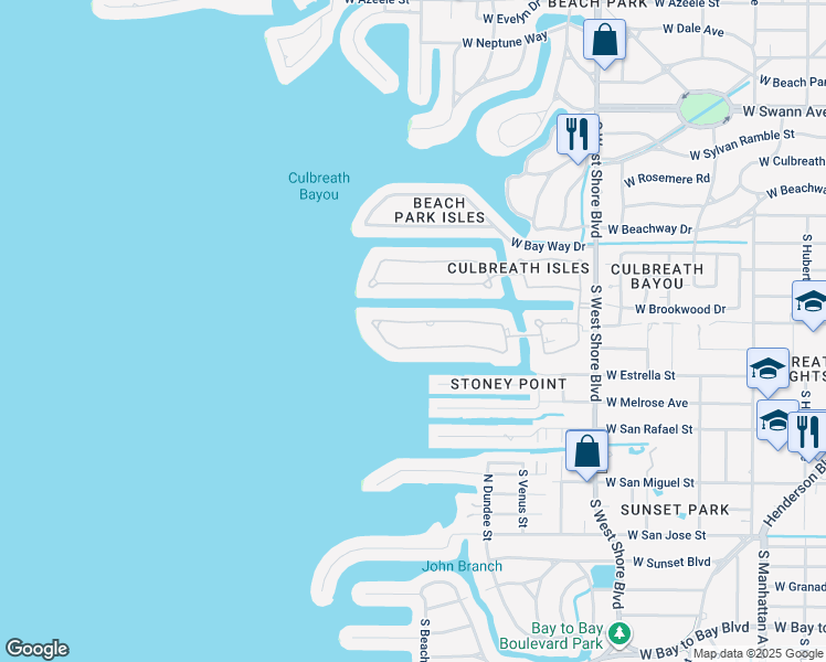 map of restaurants, bars, coffee shops, grocery stores, and more near 4924 Lyford Cay Road in Tampa