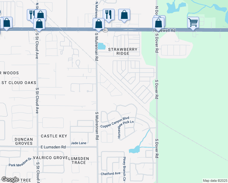 map of restaurants, bars, coffee shops, grocery stores, and more near 3405 Long Island Way in Valrico
