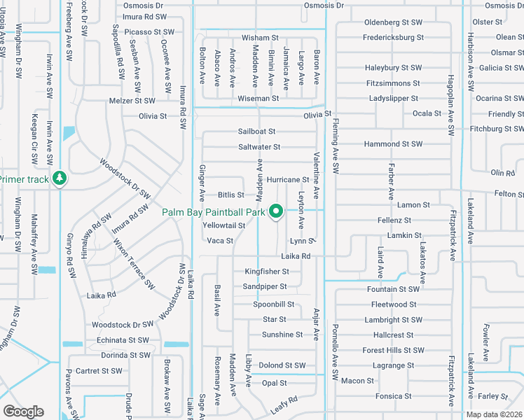 map of restaurants, bars, coffee shops, grocery stores, and more near 2671 Madden Avenue in Palm Bay