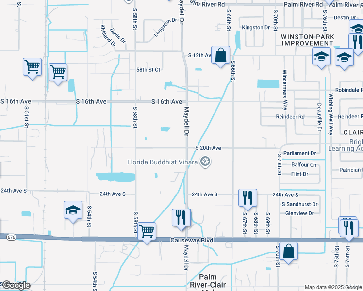 map of restaurants, bars, coffee shops, grocery stores, and more near 6104 South 20th Avenue in Tampa