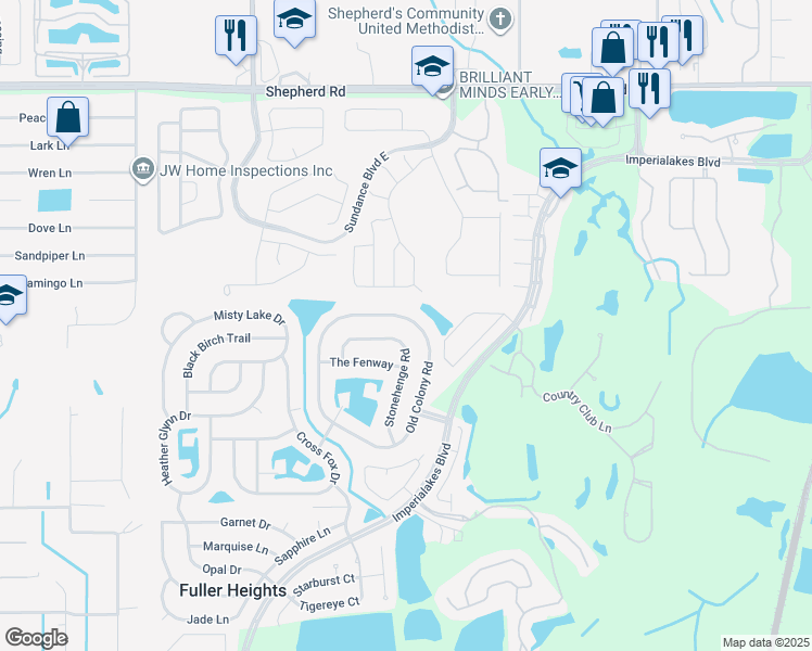 map of restaurants, bars, coffee shops, grocery stores, and more near 4132 Stone Henge Road in Mulberry