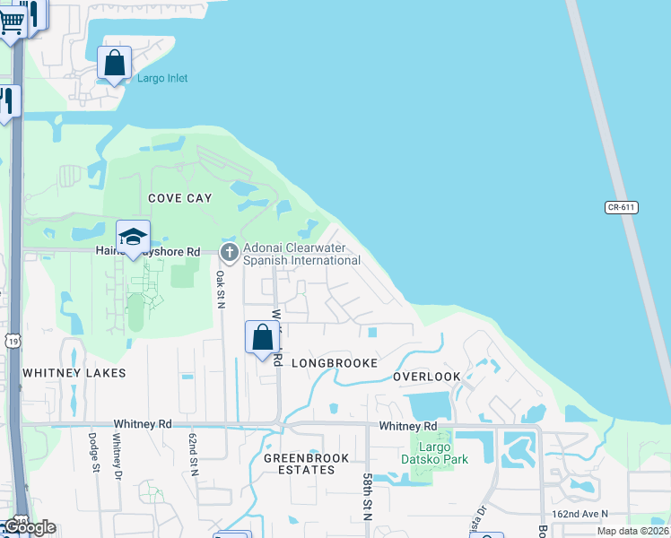 map of restaurants, bars, coffee shops, grocery stores, and more near 1789 Rainbow Boulevard in Clearwater
