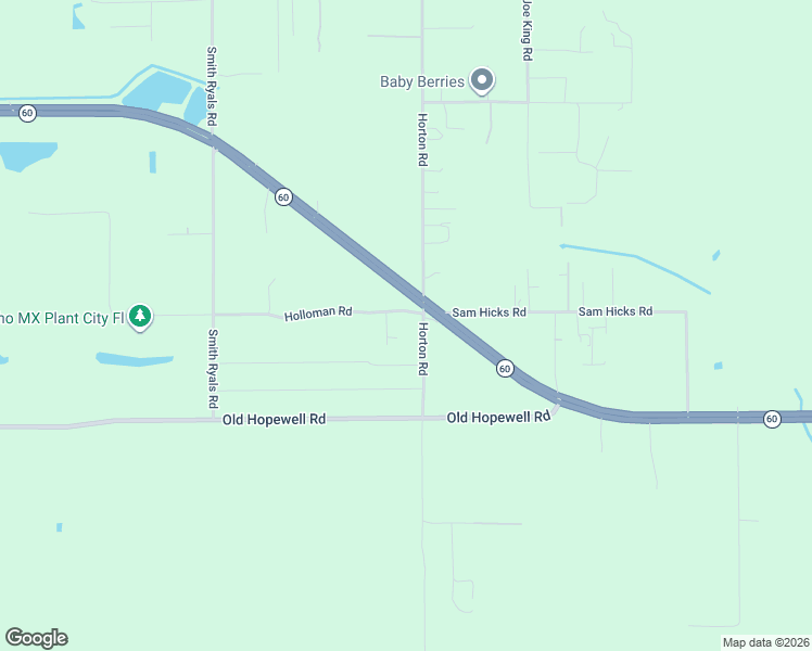 map of restaurants, bars, coffee shops, grocery stores, and more near 2217 Holloman Road in Plant City