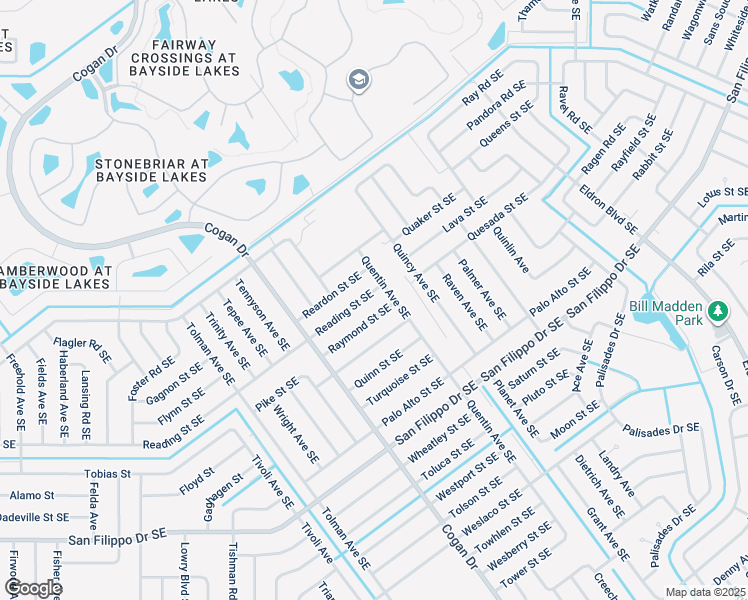 map of restaurants, bars, coffee shops, grocery stores, and more near 865 Raymond Street Southeast in Palm Bay