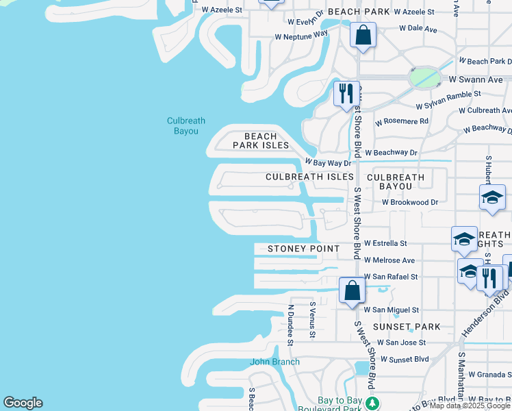 map of restaurants, bars, coffee shops, grocery stores, and more near 4916 Lyford Cay Road in Tampa