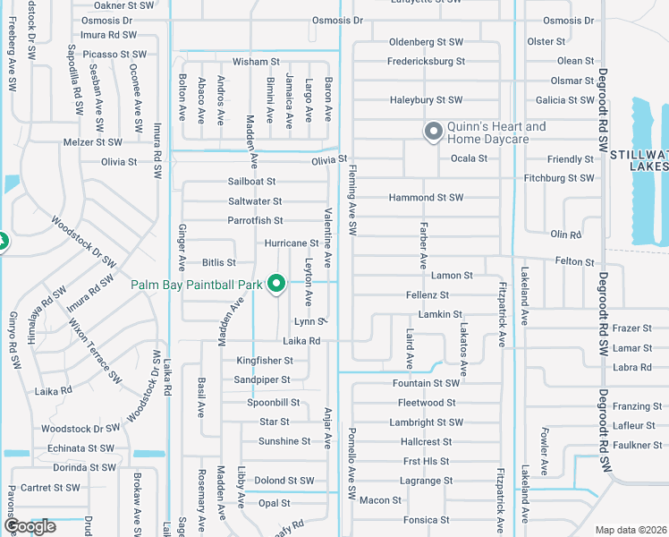 map of restaurants, bars, coffee shops, grocery stores, and more near 2736 Fleming Avenue Southwest in Palm Bay