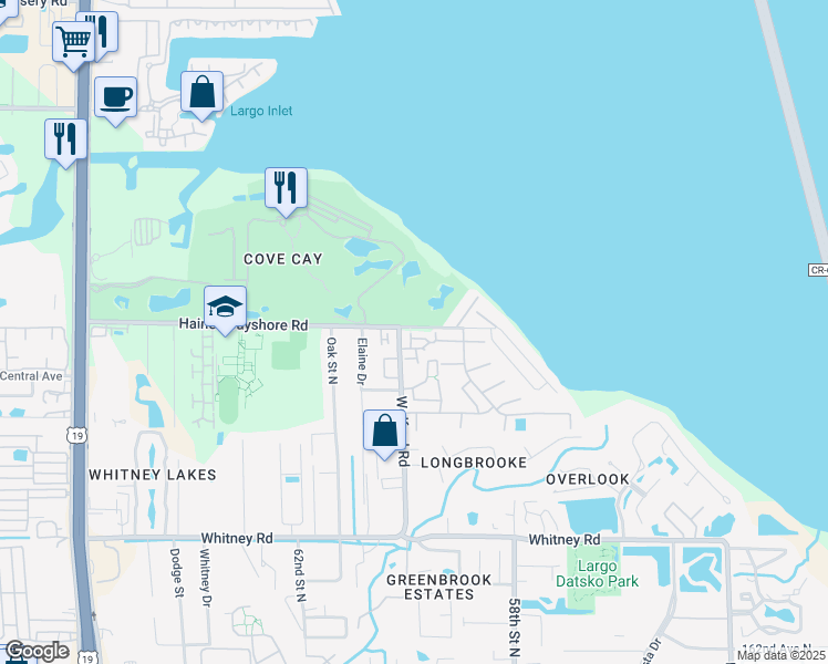 map of restaurants, bars, coffee shops, grocery stores, and more near 3413 Haines Bayshore Road in Clearwater